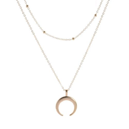 Enthusiasm Crescent Pendant Necklace - Classic Geometric Style Jewelry