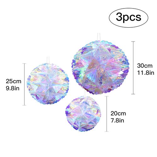 Parehope Iridescent Star Ceiling Fan Curtains for Festive Decor - Honeycomb Balls