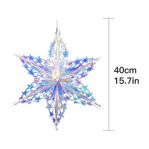 Parehope Iridescent Star Ceiling Fan Curtains for Festive Decor - Star Edge Snowflake
