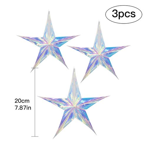 Parehope Iridescent Star Ceiling Fan Curtains for Festive Decor