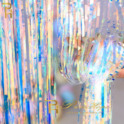 Parehope Iridescent Star Ceiling Fan Curtains for Festive Decor