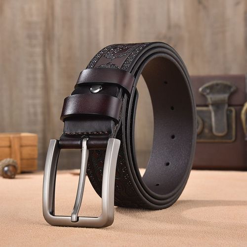 MEDYLA High-Quality Cow Leather Belt - Authentic Style & Comfort - 110cm / Brown