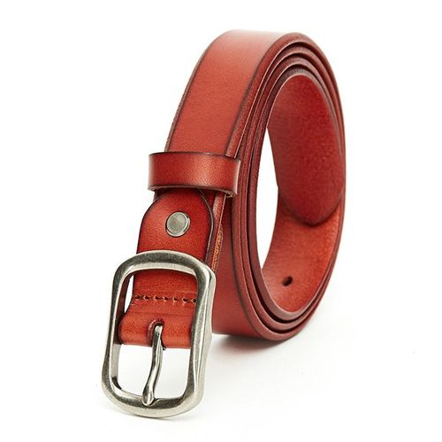 Medyla Fashionable Leather Belt - Durable Metal Buckle - 90-125cm Length - 95CM / Redbrown