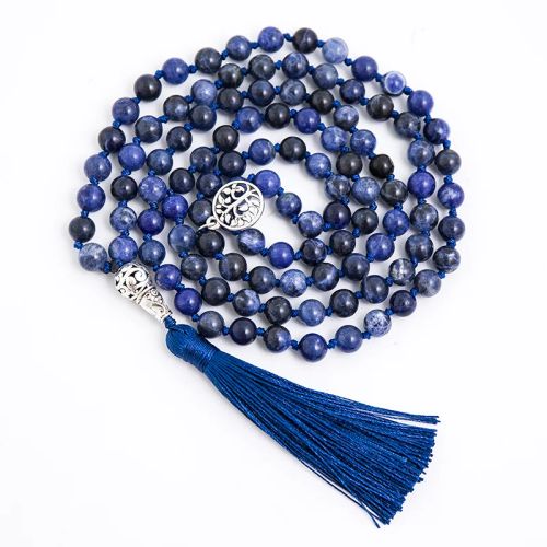 Showboho Natural Sodalite Beaded Necklace for Meditation & Yoga - N-S0040-A-8mm