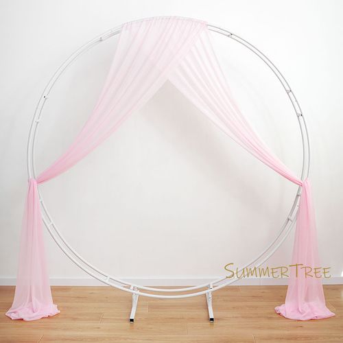 SUMMERTREE Knitted Chiffon Drapes - Elegant Window Treatment for Home & Events - 1 Panel Light Pink