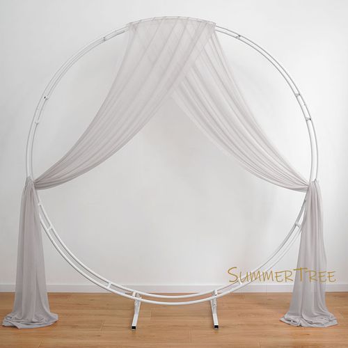 SUMMERTREE Knitted Chiffon Drapes - Elegant Window Treatment for Home & Events - 1 Panel Light Grey