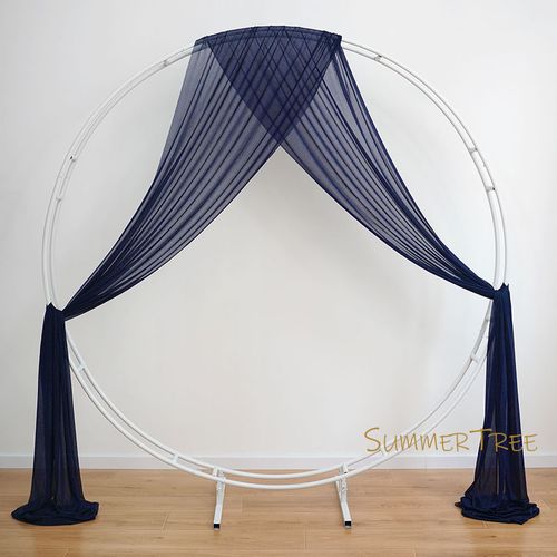 SUMMERTREE Knitted Chiffon Drapes - Elegant Window Treatment for Home & Events - 1 Midnight Blue