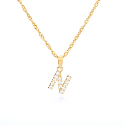 Cubic Zircon Alphabet Necklace For Women Gold Color A-Z Initial Letter Pendant Necklace Shinning Crystal 2025 Jewerly