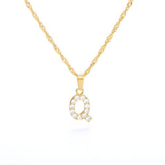 Cubic Zircon Alphabet Necklace For Women Gold Color A-Z Initial Letter Pendant Necklace Shinning Crystal 2025 Jewerly