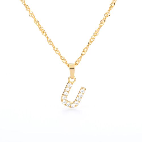 Cubic Zircon Alphabet Necklace For Women Gold Color A-Z Initial Letter Pendant Necklace Shinning Crystal 2025 Jewerly