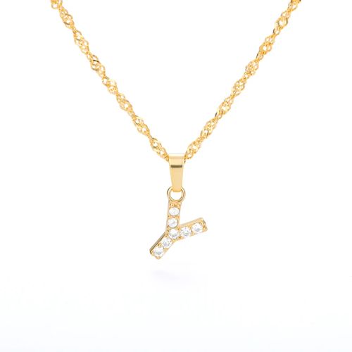 Cubic Zircon Alphabet Necklace For Women Gold Color A-Z Initial Letter Pendant Necklace Shinning Crystal 2025 Jewerly