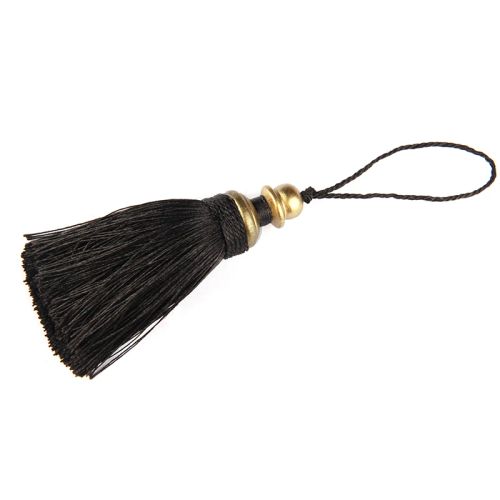 Elegant Polyester Silk Tassels - Versatile Curtain Accessories - 21cm - black