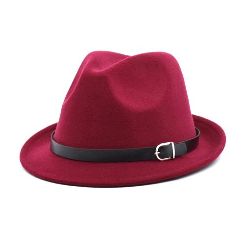 IF IFOND Classic Felt Fedora Hat - Stylish & Warm Casual Accessory - Red wine