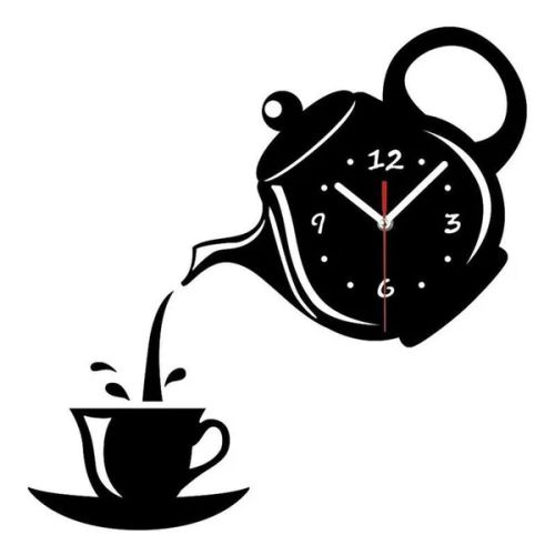 Kettle Clock - Modern Acrylic Design for Living Room Decor - Black