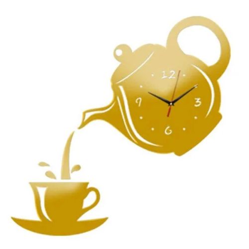 Kettle Clock - Modern Acrylic Design for Living Room Decor - Gold
