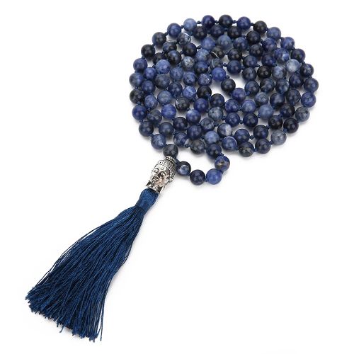 Showboho Natural Sodalite Beaded Necklace for Meditation & Yoga - N-S0040-B-8mm