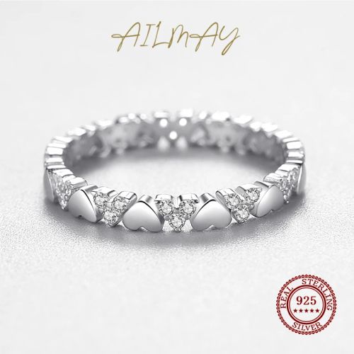 Ailmay 925 Sterling Silver Exquisite Heart Stackable Wedding Rings