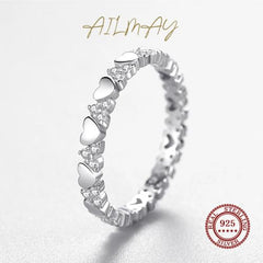 Ailmay 925 Sterling Silver Exquisite Heart Stackable Wedding Rings