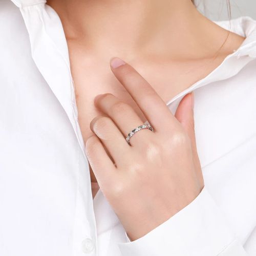 Ailmay 925 Sterling Silver Exquisite Heart Stackable Wedding Rings