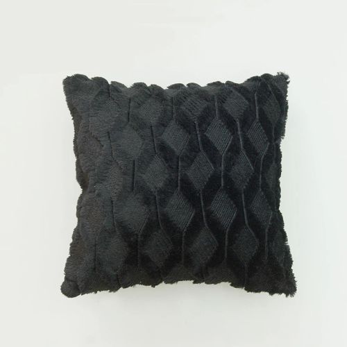 CANIRICA Plush Geometric Cushion Cover for Nordic Home Decor 45x45cm - Black / 50x50cm