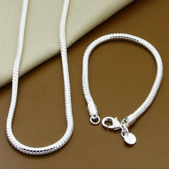 GINSTONELATE 925 Sterling Silver Trendy Necklace & Bracelet Set