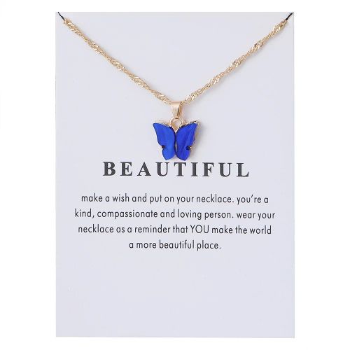 Korean Acrylic Cute Butterfly Pendant Necklace for Women Sweet animal Statement Necklace Jewelry With Gifts Card - 6