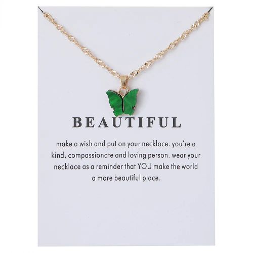 Korean Acrylic Cute Butterfly Pendant Necklace for Women Sweet animal Statement Necklace Jewelry With Gifts Card - 18