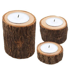 Rustic Wooden Candle Holder - Creative Decor for Home & Events