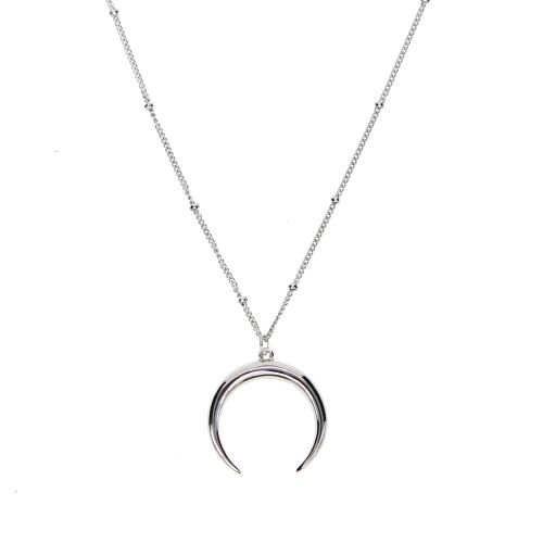 Half Moon Necklace 925 Sterling Silver Crescent Moon Pendant Necklace Horn Choker Women Delicate Kolye Jewelry Demi