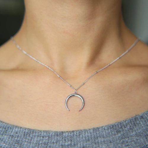 Half Moon Necklace 925 Sterling Silver Crescent Moon Pendant Necklace Horn Choker Women Delicate Kolye Jewelry Demi