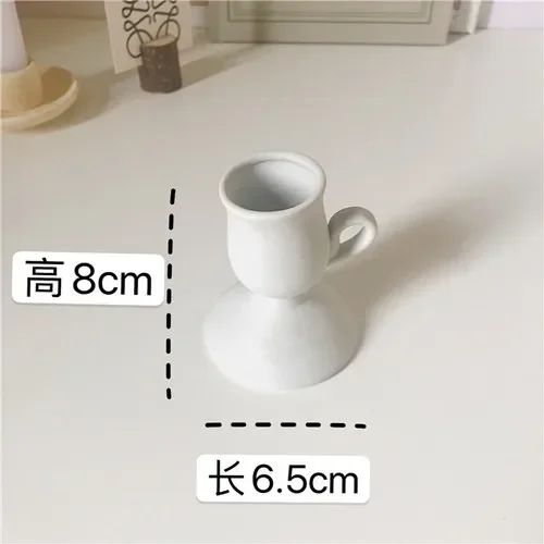 Ceramic Candlestick Holder - Handmade European Style for Home Decoration - Ivory tall