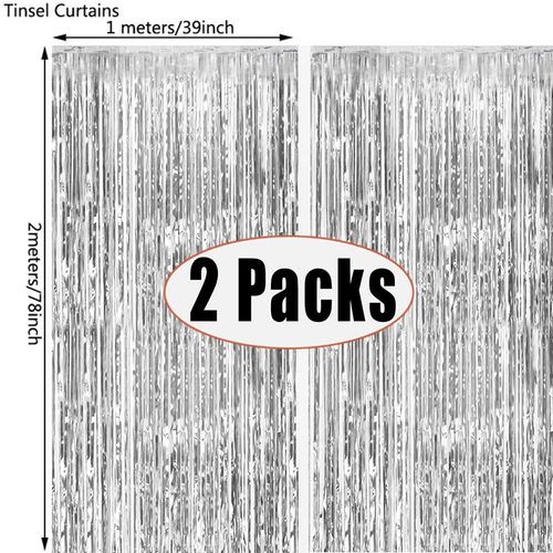 2m Decorative Backdrop for Events - Festive Wall & Door Decor - silver