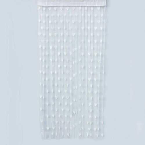 BIT.FLY Elegant Heart String Curtain - Modern 100x200cm Window Drape - WHITE