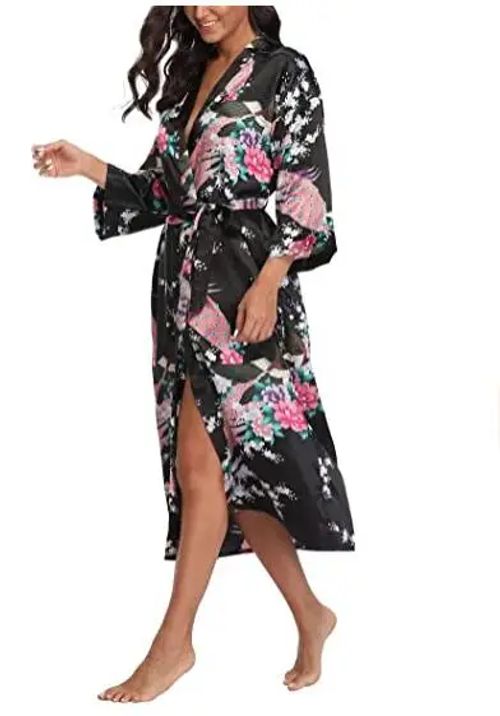 CINOLE Floral Print Kimono Bathrobe - Comfortable Summer Lounge Wear