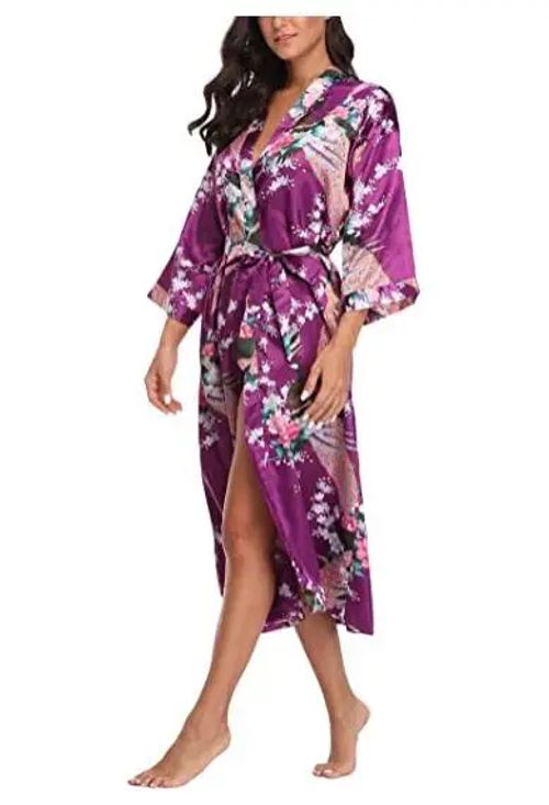 CINOLE Floral Print Kimono Bathrobe - Comfortable Summer Lounge Wear