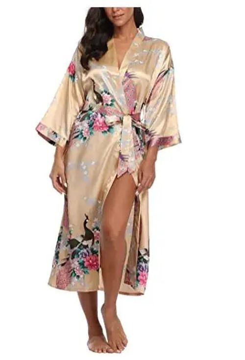 CINOLE Floral Print Kimono Bathrobe - Comfortable Summer Lounge Wear