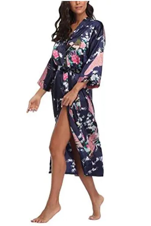 CINOLE Floral Print Kimono Bathrobe - Comfortable Summer Lounge Wear