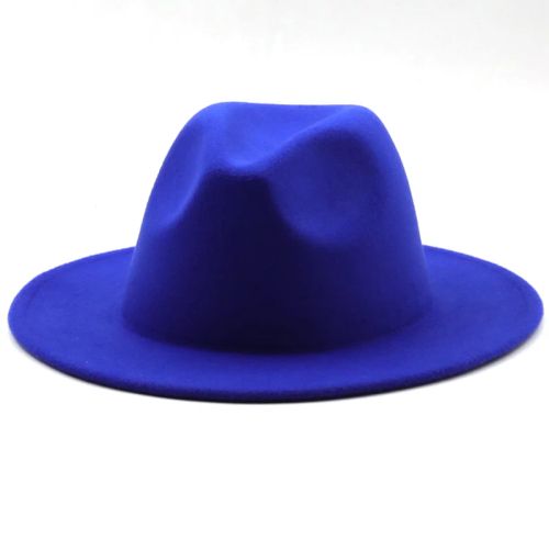 Jiangxihuitian Wide Brim Fedora Hat - Stylish Wool Felt for All Seasons - blue / 56-58CM