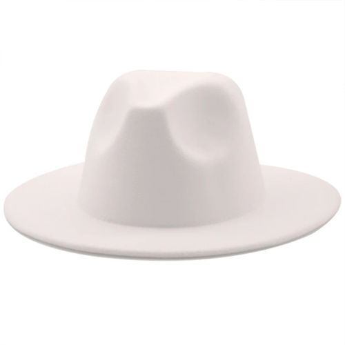 Jiangxihuitian Wide Brim Fedora Hat - Stylish Wool Felt for All Seasons - white / 58-61CM
