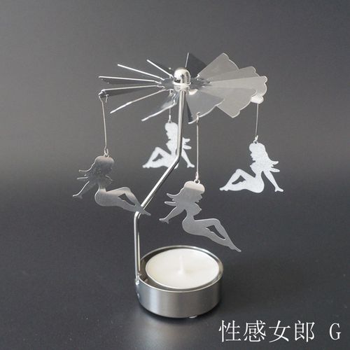 Elegant Spinning Metal Candle Holder for Home Decor - Christmas Delight