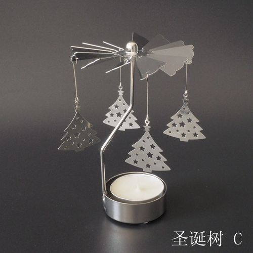 Elegant Spinning Metal Candle Holder for Home Decor - Christmas Delight
