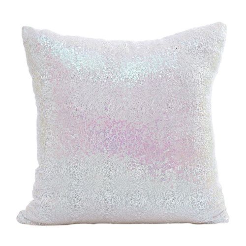 BIT.FLY Eco-Friendly Glitter Sequin Pillowcase 40x40cm for Home Decor - WHITE
