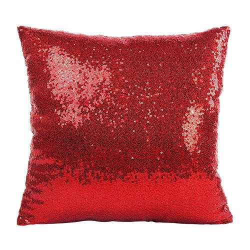 BIT.FLY Eco-Friendly Glitter Sequin Pillowcase 40x40cm for Home Decor - Red