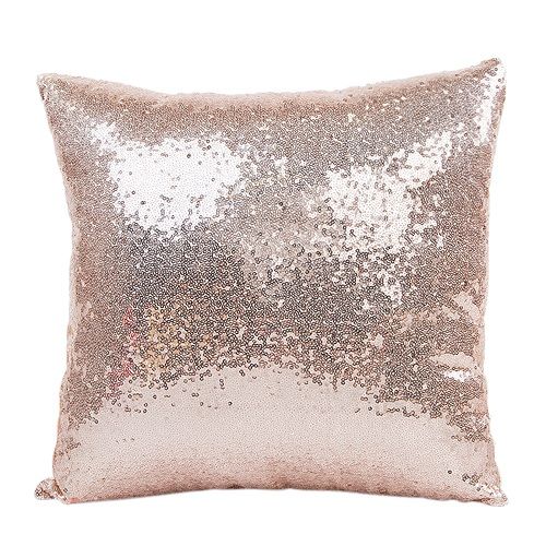 BIT.FLY Eco-Friendly Glitter Sequin Pillowcase 40x40cm for Home Decor - Rose Gold