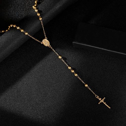 Elegant Copper Cross Pendant Necklace for Special Occasions - Gold-color