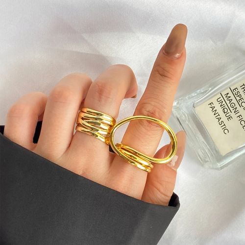 KISS WIFE Punk Golden Portrait Coin Chain Geometric Rings Set NEW Fashion Open Rings For Women 2021Trend Jewelry Gifts