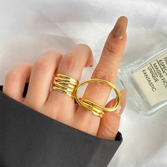 KISS WIFE Punk Golden Portrait Coin Chain Geometric Rings Set NEW Fashion Open Rings For Women 2021Trend Jewelry Gifts