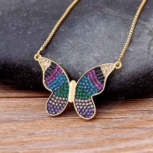 NIDIN High-Quality Butterfly CZ Necklace - Adjustable Link Chain Necklace - N296