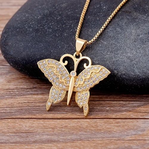 NIDIN High-Quality Butterfly CZ Necklace - Adjustable Link Chain Necklace