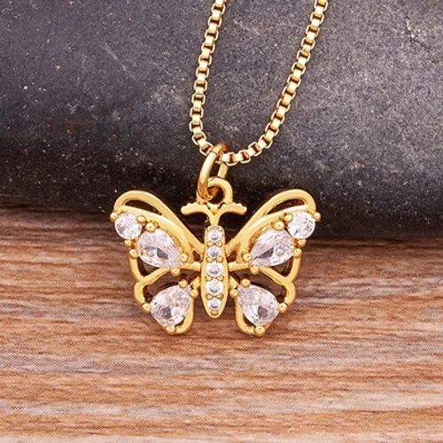 NIDIN High-Quality Butterfly CZ Necklace - Adjustable Link Chain Necklace